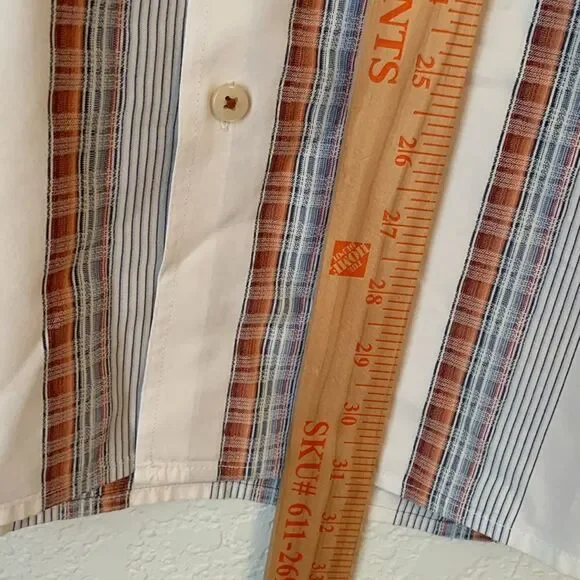 Tommy Bahama Silk Cotton Casual Button Down Shirt White Blue Dress Shirt Size XL - Picture 6 of 10